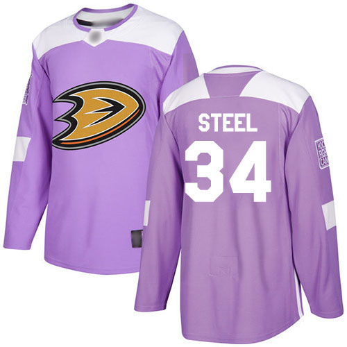 Adidas Ducks #34 Sam Steel Purple Authentic Fights Cancer Youth Stitched NHL Jersey